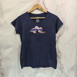 The North Face T Shirt Womens Large Blue Never Stop Exploring Tee Short Sleeve